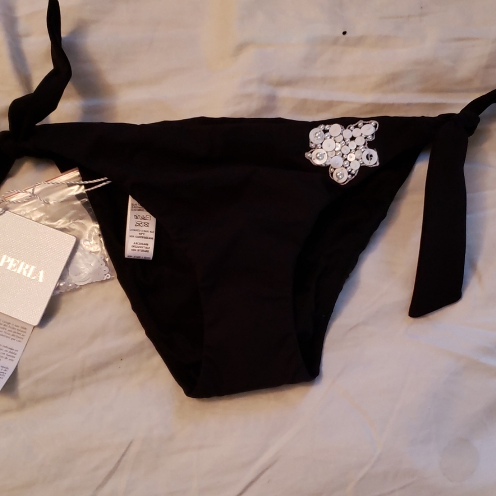 La Perla black sequin bikini bottom size 1 XXS NWT